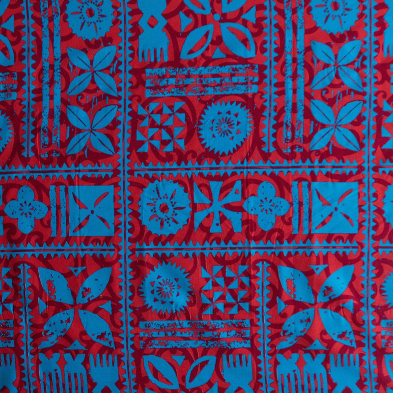 1 Yard Traditional Polynesian Tapa Design Cotton Fabric 45 Wide